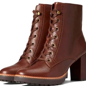 Naturalizer Brown Callie Lace-Up Bootie Genuine Leather Size 10.